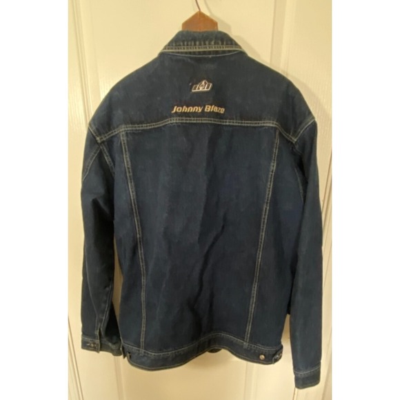 Johnny Blaze Denim Jacket Mens XL Blue Hip Hop y2k Method Man Streetwear Rap - Picture 12 of 16
